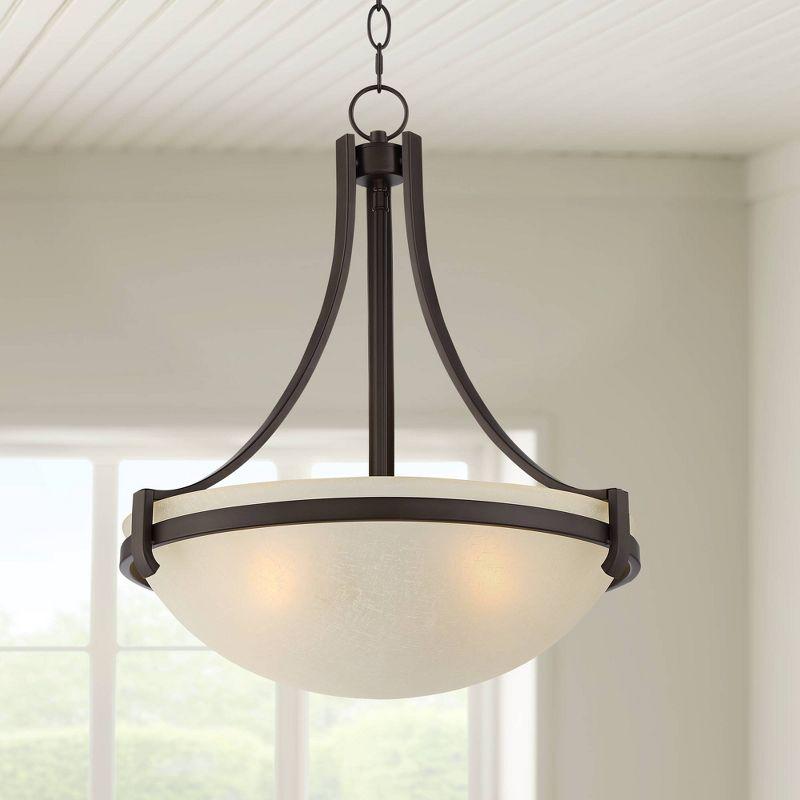 Regency Hill Mallot Oil Rubbed Bronze Pendant Chandelier 20" Wide Industrial Champagne Glass Bowl Shade 4-Light Fixture for Dining Room Kitchen Island