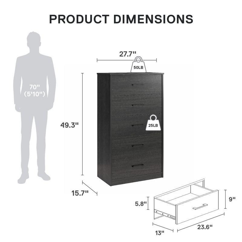 Ameriwood Home BrEZ Build Collection Pearce 4 Drawer Dresser, Black Oak