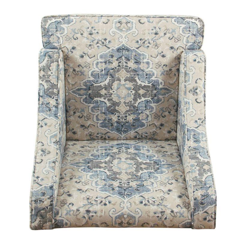 Antique Blue Classic Swoop Accent Armchair with Wood Legs