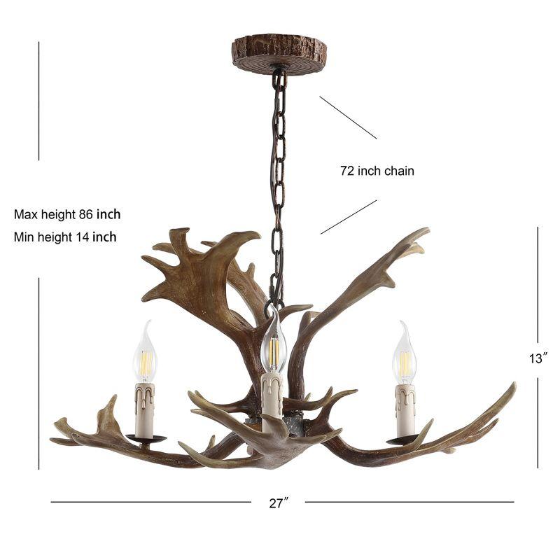 JONATHAN Y Speller Adjustable Resin Antler 3-Light LED Chandelier