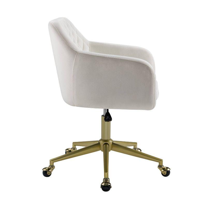 Imogen Modern Swivel Office Desk Chair Off-White - Linon: Quilted Back, Chrome-Plated Base, Adjustable Height