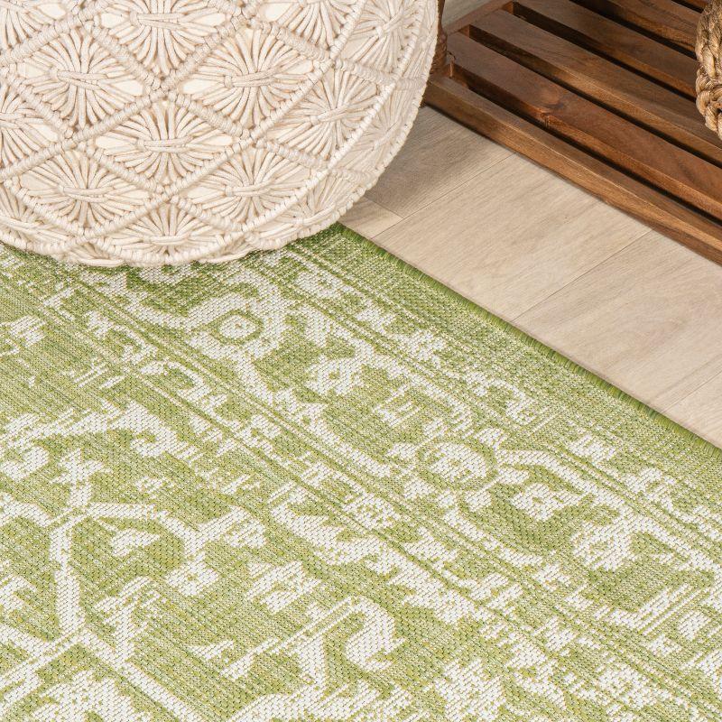 8' x 10' Malta Bohemian Styled Medallion Textured Weave Indoor/Outdoor Area Rug, Green/Cream - JONATHAN Y