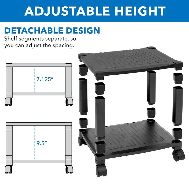 Black Adjustable 2-Tier Printer Cart with Wheels