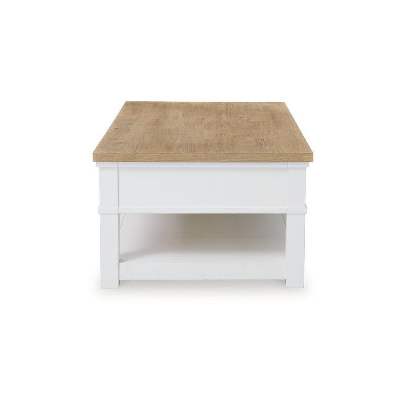 Signature Design by Ashley Ashbryn Rectangular 2 Drawer Coffee Table, White/Natural