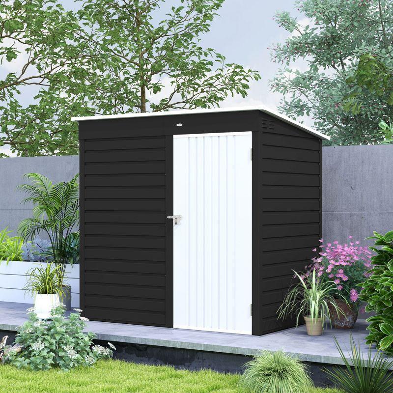 Outsunny 6' x 4' Outdoor Storage Shed, Metal Garden Shed with Lockable Door and Gloves, Tool Shed for Backyard Garden Patio Lawn