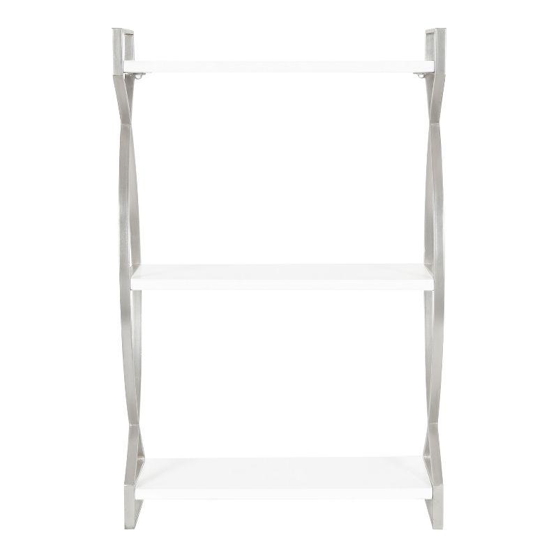 Arietta 3-Tier White and Silver Metal Wall Shelf