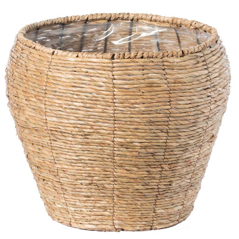 Vintiquewise Woven Round Flower Pot Planter Basket with Leak-Proof Plastic Lining