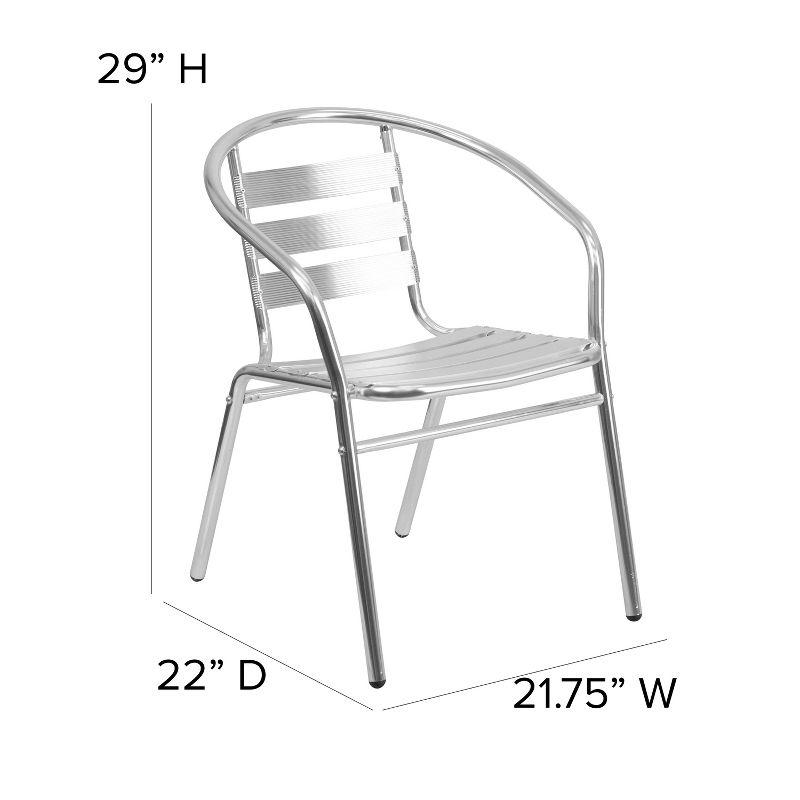 Silver Aluminum Indoor-Outdoor Stackable Dining Chair with Arms