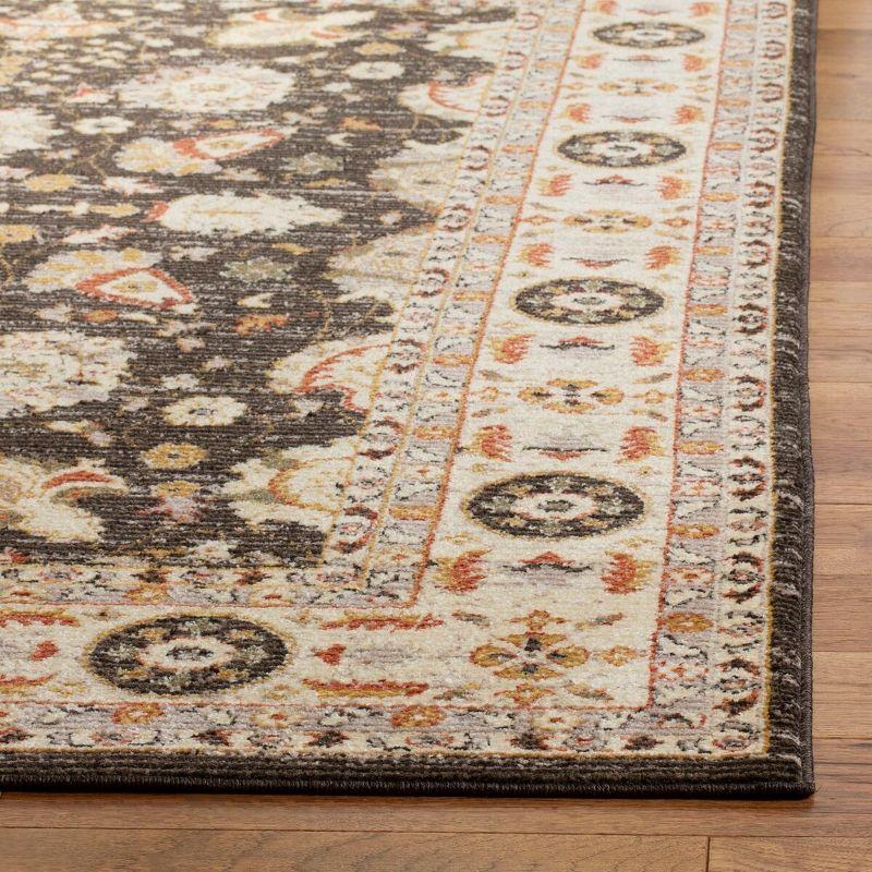 Hand-Knotted Easy Care Brown/Creme Synthetic Rectangular Rug