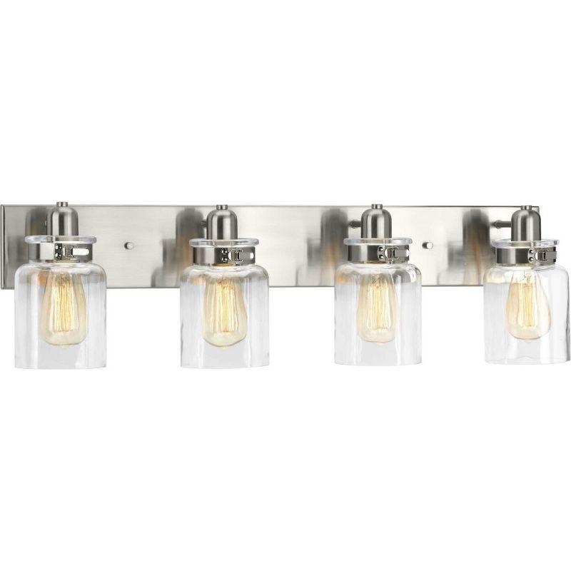 Progress Lighting Calhoun 4-Light Bath Vanity, Brushed Nickel, Clear Glass Shade