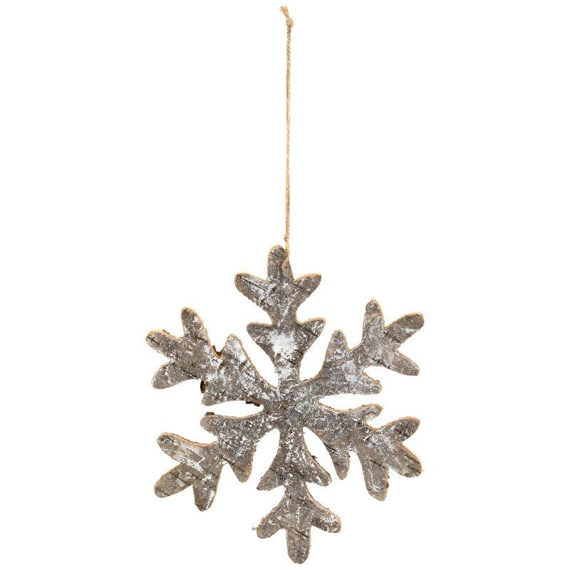 Northlight Wooden Snowflake Christmas Ornament - 10" - Silver and Gold