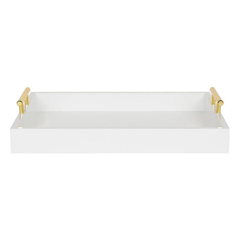 Kate and Laurel Lipton Tray, 16.5x12.25, White and Gold