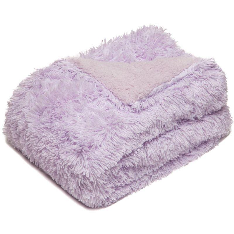 Chanasya Solid Faux Long Fur Fuzzy Throw Blanket - 60" x 70" - Orchid Tint