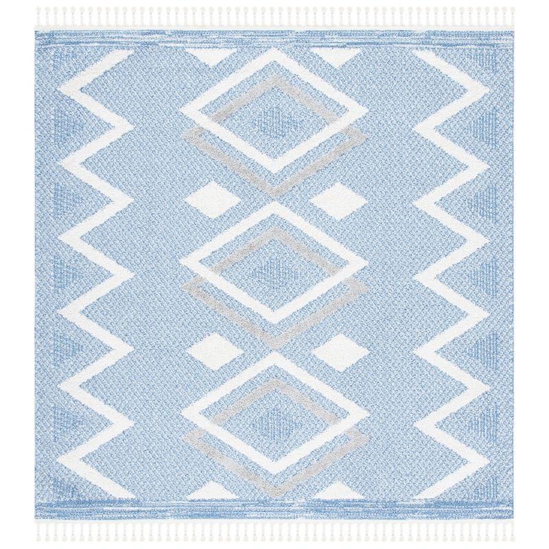 Ivory Diamond Braided Edge 79'' Square Shag Rug