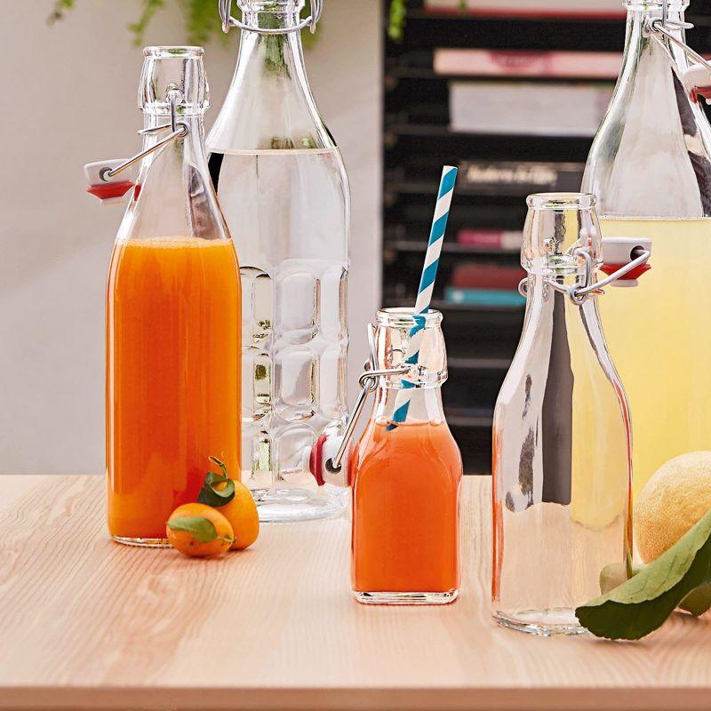 Bormioli Rocco Swing Bottle - 4.25 oz, Recyclable Glass with Airtight Seal - BPA-Free & Dishwasher Safe - Leakproof, Stain Proof Food Storage