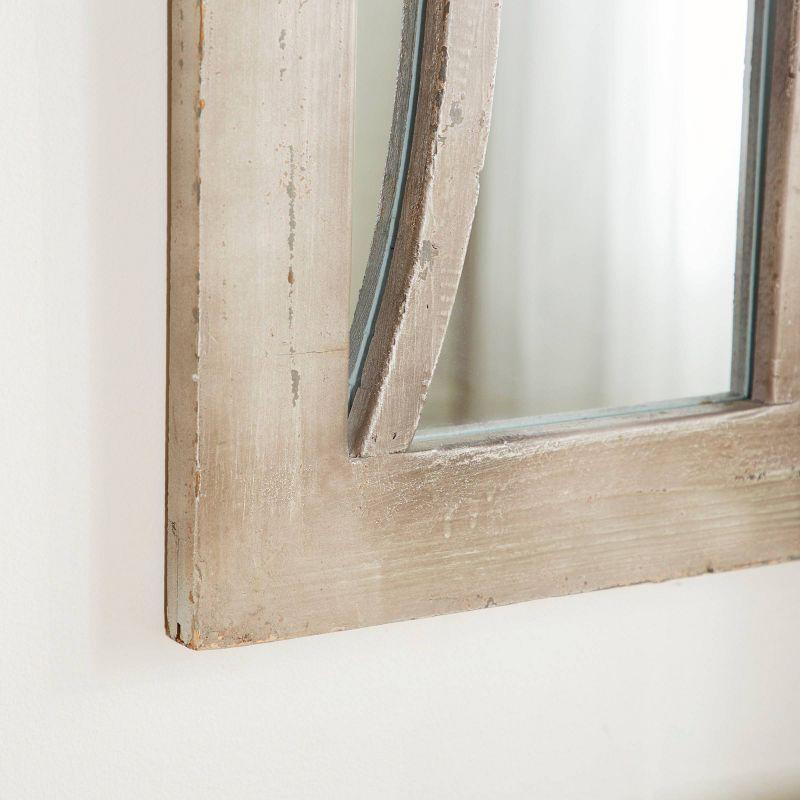 Wood Window Pane Inspired Wall Mirror with Arched Top Cream - Olivia & May: Antique Finish, No Assembly, Spot Clean