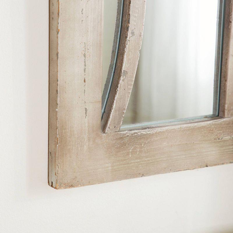 Wood Window Pane Inspired Wall Mirror with Arched Top Cream - Olivia & May