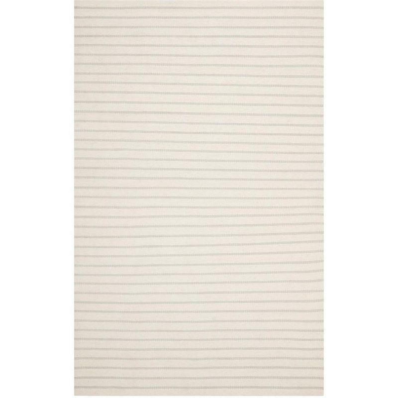 White Geometric Handmade Wool Flat Woven Area Rug, 6' x 9'