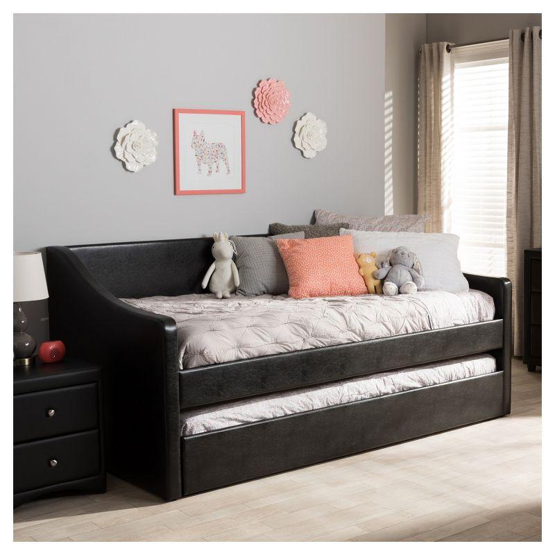 Twin Barnstorm Modern and Contemporary Fabric Upholstered Daybed with Guest Trundle Bed - Baxton Studio