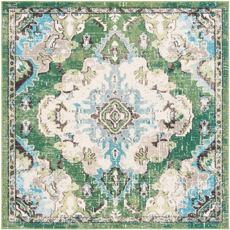 Madison MAD484 Power Loomed Indoor Area Rug - Green/Light Blue - 5'x5' - Safavieh