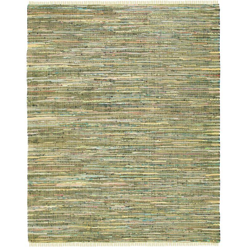 Rag Rug RAR127 Hand Woven Indoor Area Rug - 6'x9' - Light Green/Multi - Safavieh