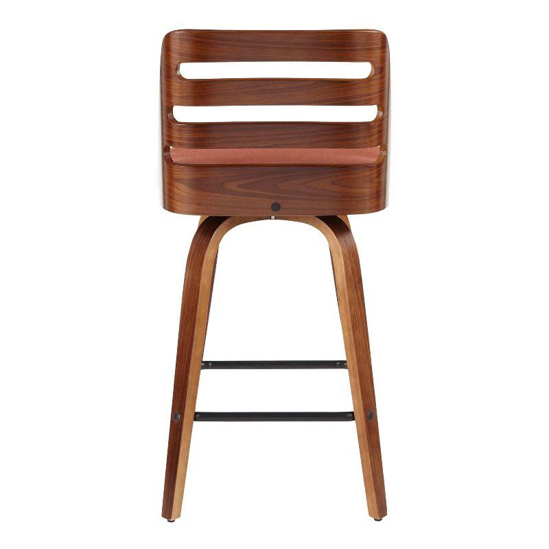Set of 2 Trevi Upholstered Counter Height Barstools Orange/Walnut - Lumisource: Modern Ladder-Back, Swivel Design, Wood Legs