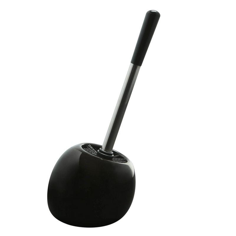 Ceramic Dome Toilet Brush and Holder Black - Bath Bliss