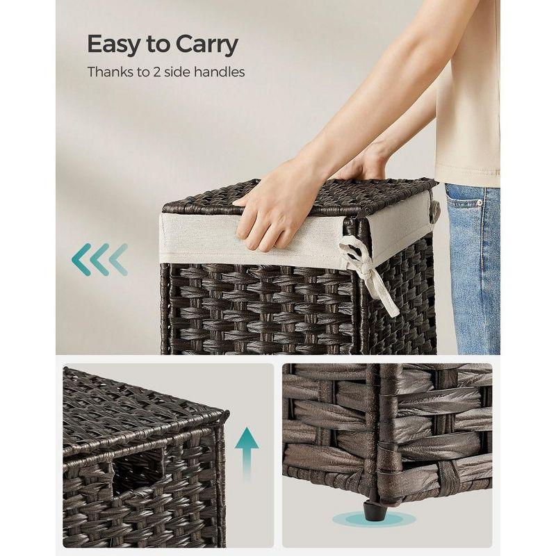 SONGMICS Storage Basket with Lid, 9.2 Gallon (35L) Storage Bin, Removable Liner, Metal Frame, for Bedroom, Laundry Room, Brown