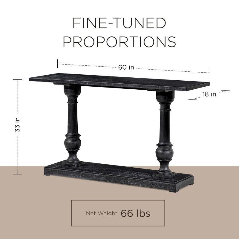 Arthur 60" Antiqued Black Solid Wood Console Table with Storage