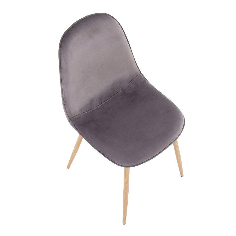 Set of 2 Pebble Velvet/Metal Dining Chairs Natural/Gray- LumiSource