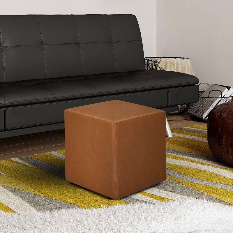 Daphne Ottoman Carmel - Lifestyle Solutions: Faux Leather Footstool, Transitional Bench, No Assembly Required