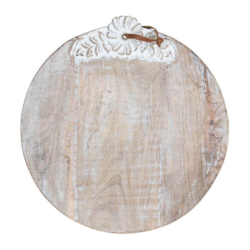 Large Round White Washed Mango Wood Cutting Board