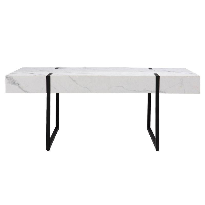 Wennan Modern Faux Marble Cocktail Table Black/White - Aiden Lane: Chic, Rectangular, Loop Leg Design