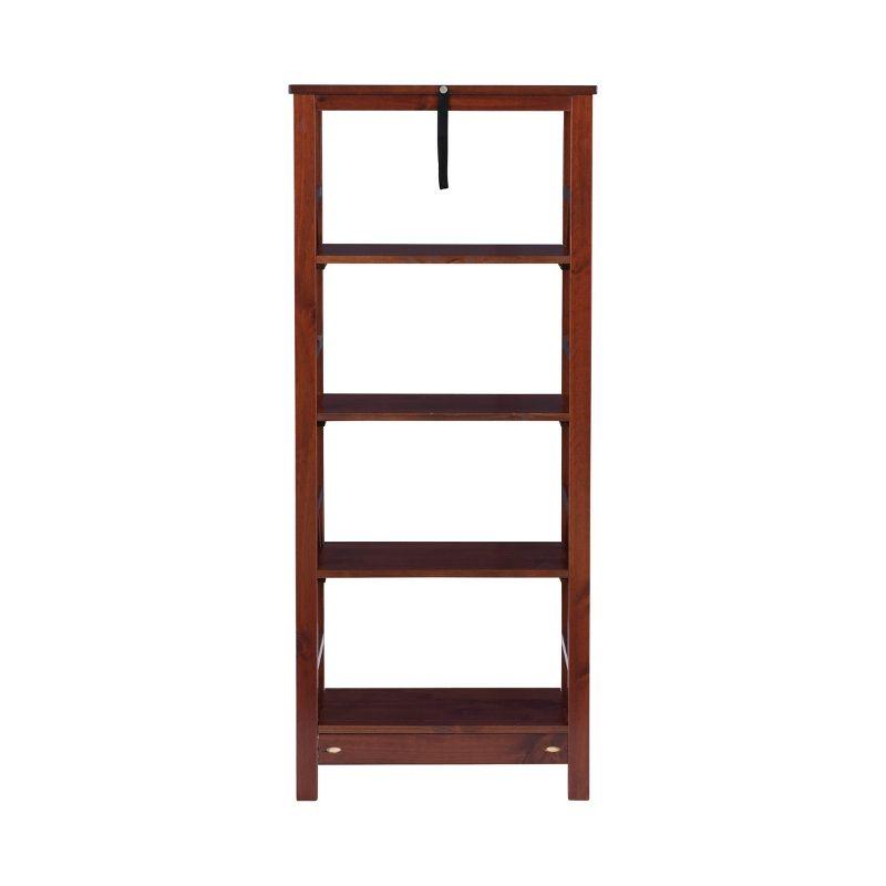 54.45" Titian Transitional Solid Wood Display and Storage Bookshelf Brown - Linon: Mid-Century Modern, 4 Fixed Shelves