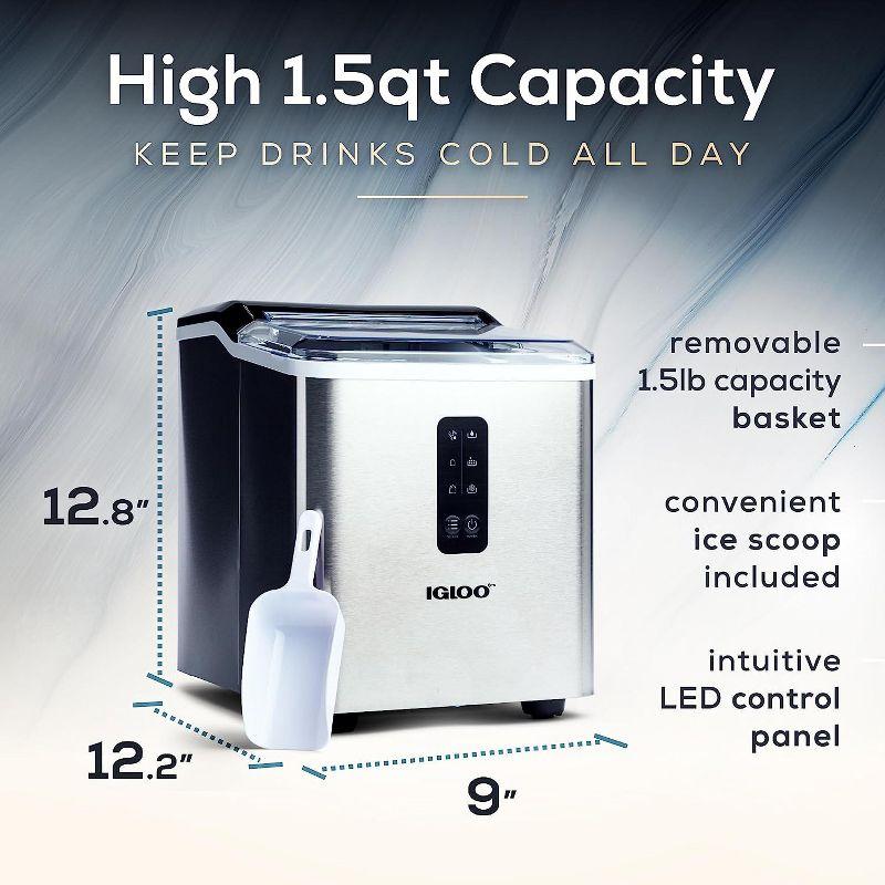 Stainless Steel Portable Self-Cleaning Countertop Ice Maker