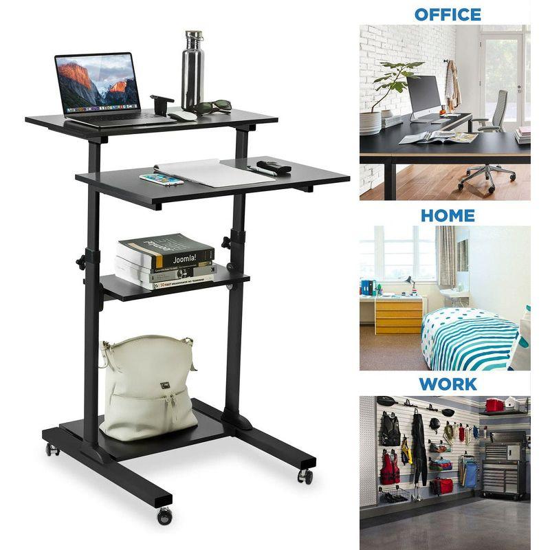 Mount-it Mount-It! Mobile Standing Desk and Rolling Presentation Cart ,27.5-Inch Platform, Locking Wheels