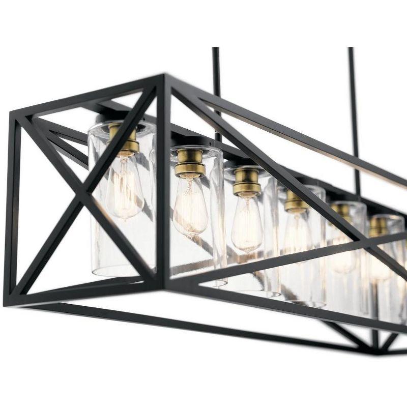 Moorgate 48" 7 Light Linear Chandelier with Clear Glass in Black and Brass