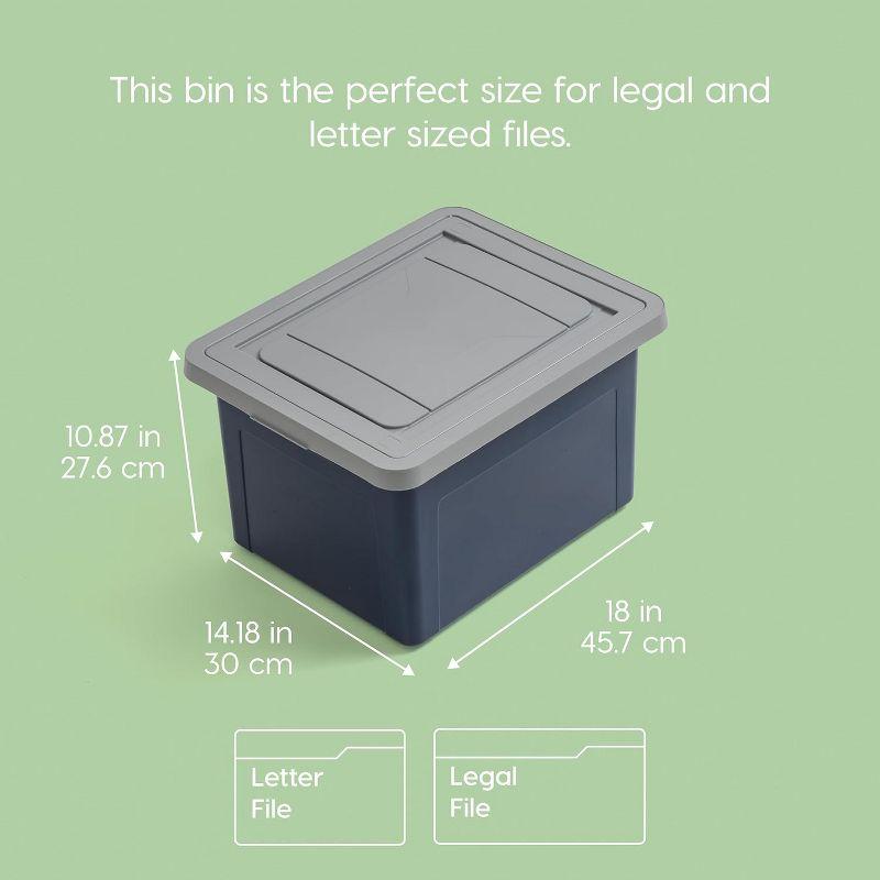 IRIS USA Letter Legal Size Plastic File Box, Home Organizing Storage Container