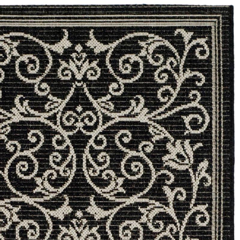 Courtyard CY2098 UV & Stain Resistant Non-Shedding Power Loomed Indoor/Outdoor Runner Rug - Black/Sand - 2'3"x14' - Safavieh
