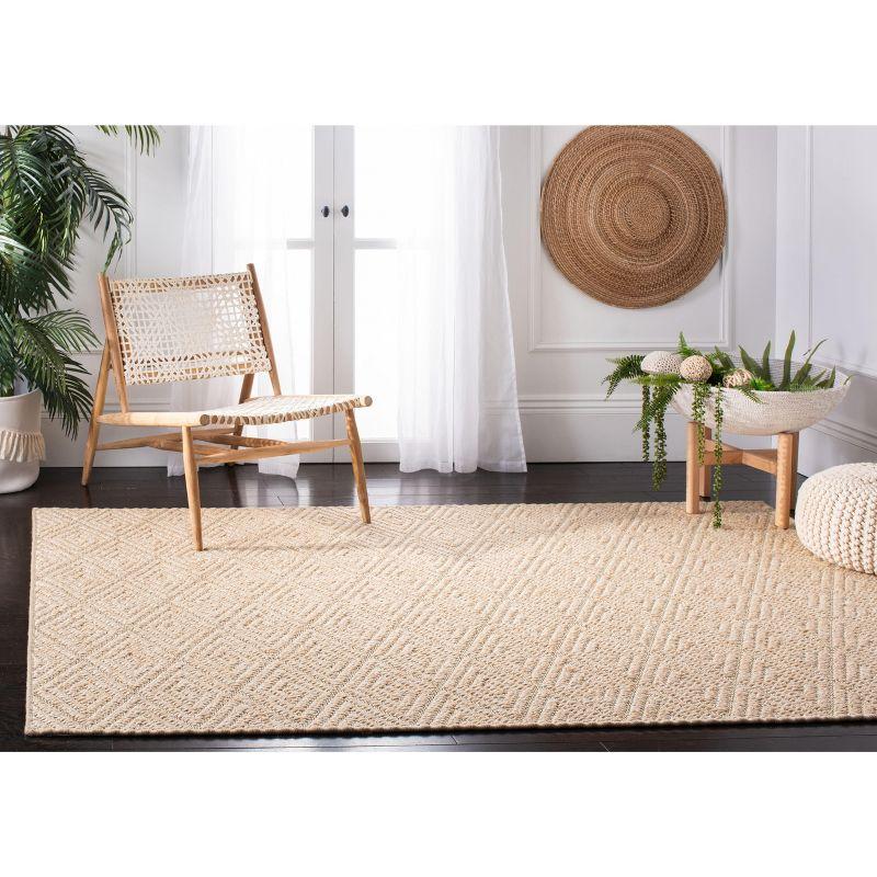 Beige Geometric Flat Woven Synthetic Area Rug 5' x 8'