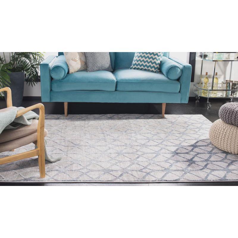 Amelia Grey and Blue Round Geometric Synthetic Rug