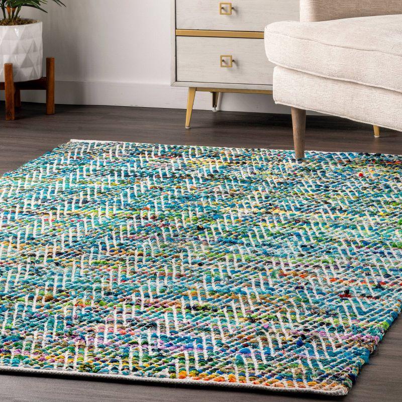 nuLOOM 4'x6' Hand Woven Chevron Rochell Area Rug Green: Contemporary Low Pile Indoor Rectangle Rug