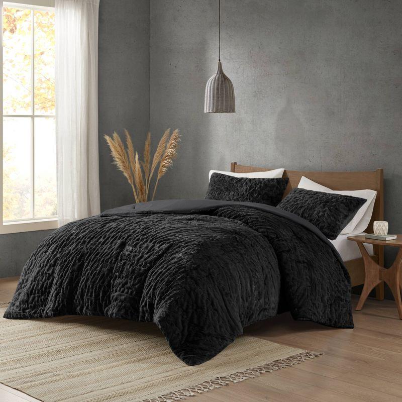 Almagul Ruched Fur Down Alternative Comforter Set