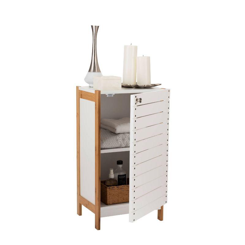 Deluxe Bamboo Floor Cabinet with Accent Slats Brown/White - Organize It All