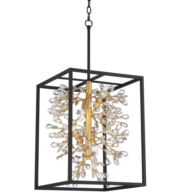 Modern Black and Gold Crystal Pendant Chandelier 19.5" Wide