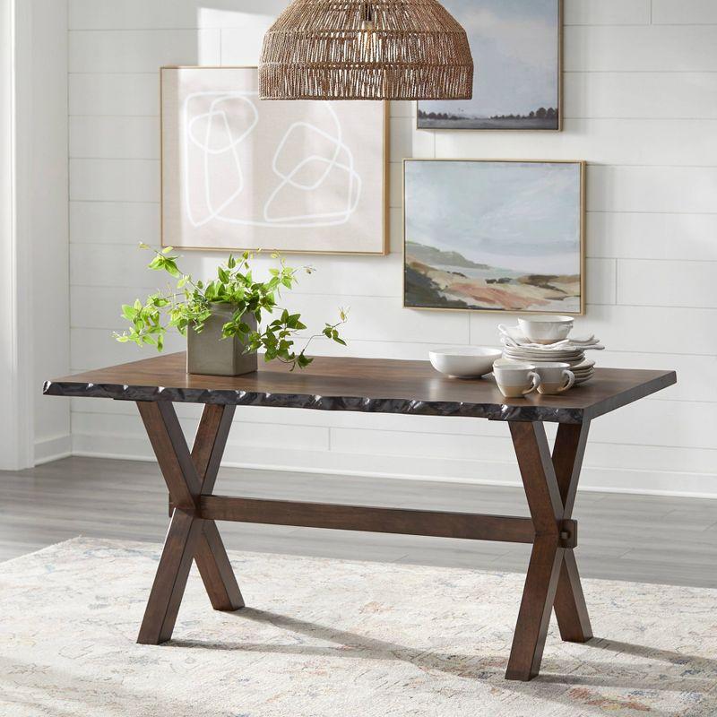 Mandeville Dining Table Brown - Buylateral: Farmhouse Style, Rubberwood, X-Bar Legs, Seats 4