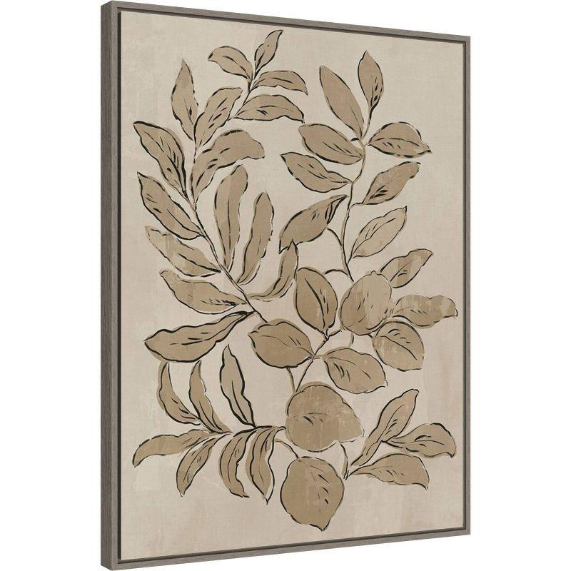 23" x 30" Leaves Sketches I by Asia Jensen Framed Canvas Wall Art Print - Amanti Art: Hand-Stretched, Sepia-Toned Botanical Lithograph