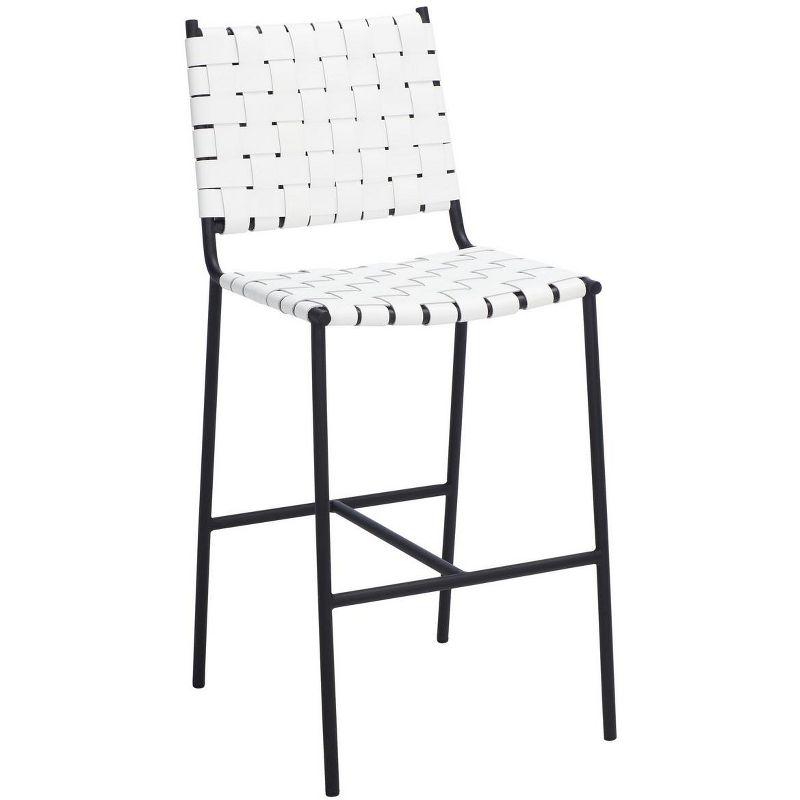 Olenna Woven Counter Stool - BST3011 - White/Black - Safavieh