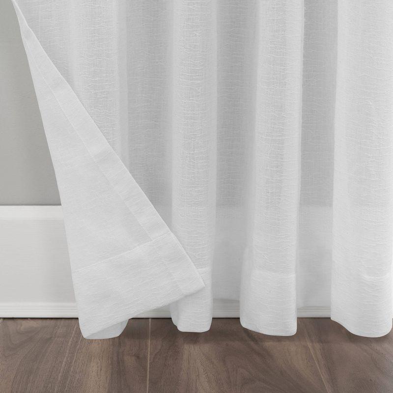 63"x52" Crushed Texture Anti-Dust Sheer Curtain Panel White - Clean Window: Modern Linen Slub Rod Pocket