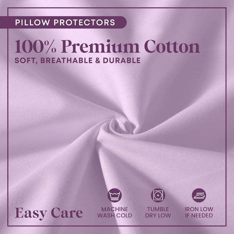 100% Cotton Zippered Pillow Protector (2 pck) Standard - Lavender